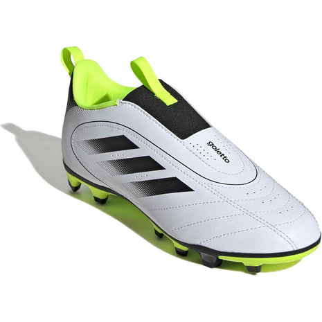 adidas Goletto IX Laceless Firm Multi Ground Sneaker, White/Black/Lucid Lemon, 3 US Unisex Little Kid