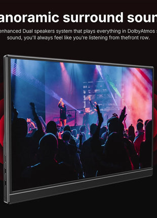 WGK 15.6 inch Portable Monitor 1080P FHD Travel Display HDMI/USB-C Compatible with Laptops, Desktops, Phones, PS, Mac, Xbox, Switch, and Other Gaming Devices Includes Stand and Speakers VESA