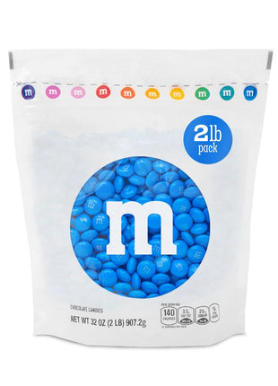 M&M’S WORLD Blue Candy Bulk - Milk Chocolate Candy, 2 lbs Resealable Pack for Graduation, Wedding, 4th of July, Birthdays, Party Favors, Boy Baby Showers, Gender Reveal Ideas, Easter and more