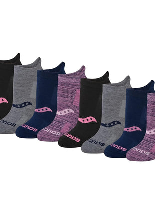 Saucony Women's RunDry Performance 8, 16 Pairs Heel Tab Athletic Socks, S-L, Assorted Darks (8 Pairs), Medium