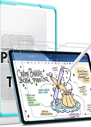 ESR 2 Pack Paper-Feel Screen Protector for iPad Air 11 Inch M4/M3/M2 (2026/2025/2024, 8th/7th/6th Gen), Write and Draw Like on Paper, 9H Tempered Glass, Matte Anti-Glare with Alignment Frame