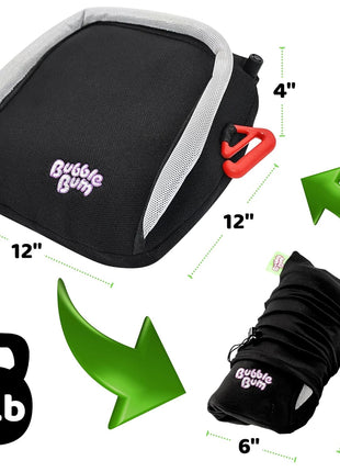 BubbleBum Inflatable Booster Car Seat ??Foldable, Lightweight, Backless Travel Booster Seat for Kids, Portable Carseat for Toddler, Fits 3 Across, Compact for Uber - Ages 4-11 Year Old, - Black