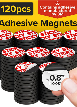 X-bet MAGNET Round Flexible Magnets with Adhesive Backing - (120pcs 0.8 inchx0.08 inch) Magnetic Dots for Whiteboard, Fridge - Stickers for Planning and Organization - Teacher Must Have - Teacher Supplies