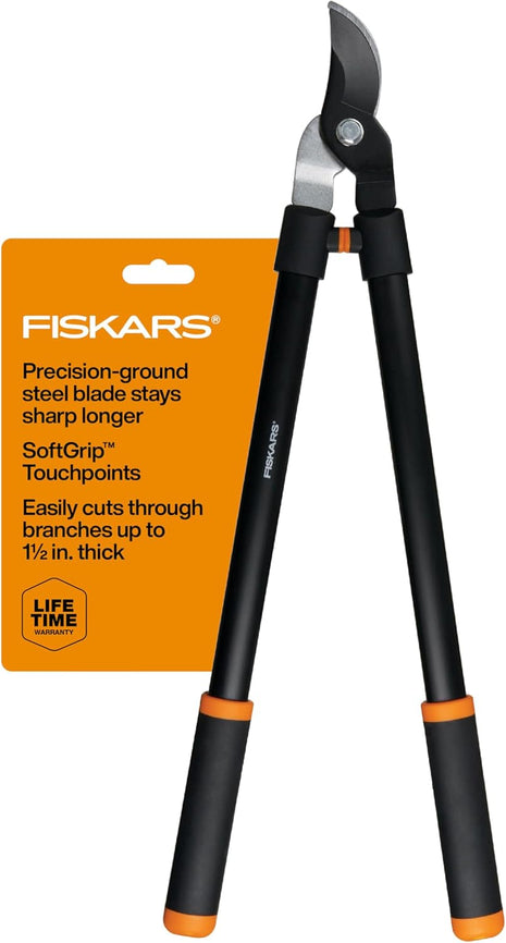 Fiskars 28 inch Loppers for Tree Trimming, Heavy Duty, Rust-Resistant Sharp Bypass Steel Blade Loppers, Branch Cutter up to 1.5 inch Diameter Cut Capacity, Shock-Absorbing Handle, Garden Tools