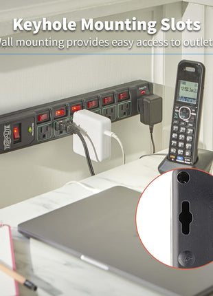 Tripp Lite 7 Outlet (6 Individually Controlled) Surge Protector Power Strip, 6ft Cord, Black, Lifetime Limited Warranty & 25K Insurance (TLP76MSGB)