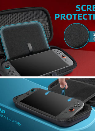 TiMOVO Carrying Case for Nintendo Switch 2 (2025), Black | Large Capacity, Hard Shell Protective, 10 Game Card Slots, Pockets for Console & Accessories, Portable Travel Pouch