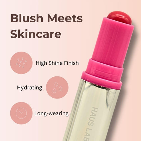 Haus Labs Color Fuse Longwear Hydrating Glassy Lip + Cheek Blush Balm Stick - Glassy Pitaya