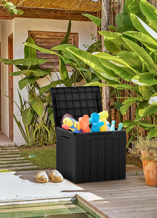 Greesum 31 Gallon Resin Deck Box All Weather Outdoor Storage Boxes for Patio Furniture Set,Outdoor Toys,Garden Tools,Black