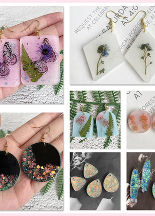 ResinWorld Earrings Molds with Varieties of Shapes and Sizes, 171Pcs Resin Jewelry Making Kit, Stud Dangle Drop Earrings Resin Molds with Hole