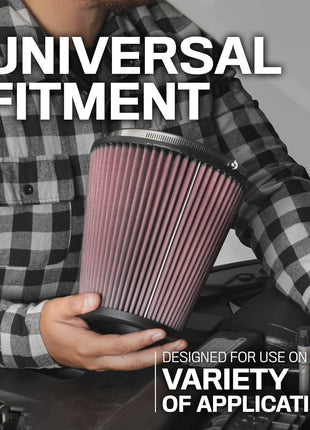 K&N High-Flow Original Lifetime Universal Clamp-On Air Filter: High Performance, Premium, Washable: Flange Diameter: 3 In, Filter Height: 5 In, Flange Length: 0.625 In, Shape: Round, RU-2430