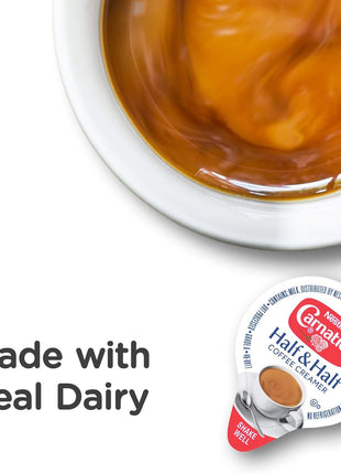 Nestle Carnation Coffee Creamer Half and Half, Made with Real Dairy, 0.304 fl oz Tubs (Pack of 360)