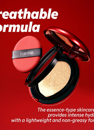 TIRTIR Mask Fit Red Cushion Foundation | Full coverage, Weightless, Skin fit, Satin Glow Finish, Korean Makeup BB Foundation, beauty, Tattoo cover up, Buildable (#21N Ivory, 0.63 Fl Oz)