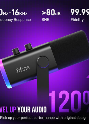 FIFINE AmpliGame AM8 USB/XLR Dynamic Microphone for Gaming Streaming | Podcast Mic with RGB Light, Mute Button, Headphones Jack, Desktop Stand, for Vocal Recording Singing YouTube
