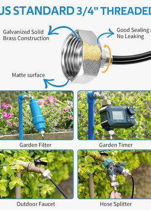 HOMENOTE Misting Cooling System, 26FT (8M) Misting Line + 7 Brass Mist Nozzles + Brass Adapter(3/4 inch) Outdoor Mister for Patio Backyard Garden Greenhouse