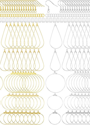OIIKI 700pcs Hypoallergenic Earring Making Kit, Gold/Silver Plated Earring Hooks, Earring Beading Hoop, Clear Rubber Earring Backs, Jump Rings for DIY Jewelry Making, Earring Making Supplies