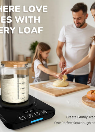 Sourdough Starter Warmer Mat - 24H Timer - Precise 1°F Thermostat Control (70-100°F) - Smart Memory Warming On/Off - Fits Jars Up to 40oz - Perfect for Home Baking (Moonlight White)