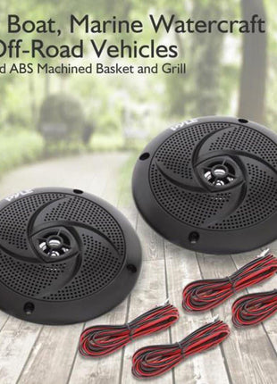 Pyle Low-Profile Waterproof Marine Speakers - 100W 4 Inch 2 Way 1 Pair Slim Style Waterproof Weather Resistant Outdoor Audio Stereo Sound System w/ Blue Illuminating LED Lights - Pyle (Black)