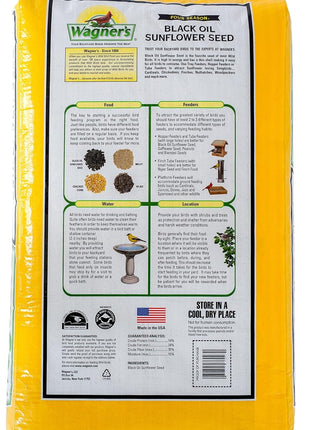 Wagner's 76027 Black Oil Sunflower Wild Bird Food, 25-Pound Bag