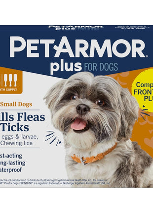 PetArmor Plus Flea and Tick Prevention for Dogs, Small Dog Flea and Tick Treatment, 3 Doses, Waterproof Topical, Fast Acting (5-22 lbs)