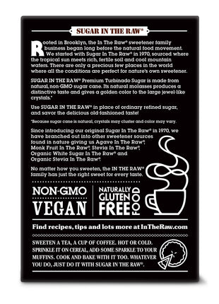 Sugar In The Raw Granulated Turbinado Cane Sugar, No Added Flavors or erythritol, Pure Natural Sweetener, Hot & Cold Drinks, Coffee, Baking, Vegan, Gluten Free, Non GMO, Bulk Sugar, 2lb Bag (1 Pack)