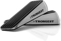 Strongest Home Heavy Duty Door Stopper Wedge (2 Chrome PCs) | Non-Slip Rubber and Metal Door Stop for Heavy Doors| Work on Wood, Tile, Carpet  2 White Wall Protectors