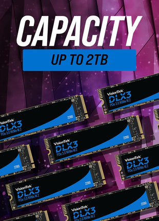 VisionTek 2280 DLX3 M.2 SSD - 512GB - PCIe Gen 3.0 x4 NVMe - 3300MB/s Read, 2900MB/s Write – Laptops, Gaming PCs, Compatible Consoles