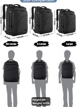 MATEIN Carry on Backpack, Extra Large Travel Backpack Expandable Airplane Approved Weekender Bag for Men and Women, Water Resistant Lightweight Daypack for Flight 40L, Black