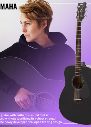 Yamaha FG800J Solid Spruce Top, Traditional Western Gloss Finish Body, 6 String Right Handed Acoustic Guitar with Rosewood Fingerboard and Bridge (Black), Dreadnought