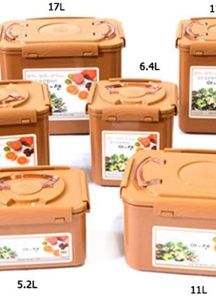 Premium Kimchi, Sauerkraut Container Probiotic Fermentation with Inner Vacuum Lid (Earthenware Brown, 0.45 gal/ 1.7L)