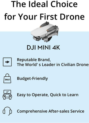 DJI Mini 4K Camera Drone Combo, Drone with 4K UHD Camera for Adults, Under 249 g, 3-Axis Gimbal Stabilization, 10km Video Transmission, Auto Return, 2 Batteries for 62-Min Max Flight Time, QuickShots