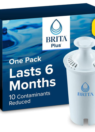 Brita Plus Water Filter, BPA-Free, High-Density Replacement Filter for Pitchers and Dispensers, Reduces 2x Contaminants*, Lasts Two Months or 40 Gallons, Includes 3 Filters