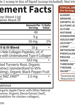 Garden of Life Multi-Sourced Collagen Powder with Turmeric, Apple Cinnamon | Collagen Peptides with Turmeric Powder, Supplement Drink Mix