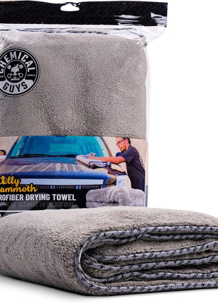 Chemical Guys Woolly Mammoth Large Microfiber Drying Towel - 36 x 25 Inch Gray, Ultra Plush Super Absorbent Car Drying Towel for Cars, Trucks, SUVs, Motorcycles, RVs, and Auto Detailing