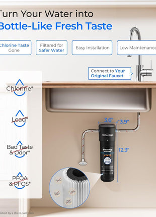 Waterdrop 10UA Under Sink Water Filter System, Reduces PFAS, PFOA/PFOS, Lead, Chlorine, Bad Taste & Odor, Under Counter Water Filter Direct Connect to Kitchen Faucet, NSF/ANSI 42 Certified, 1 Year