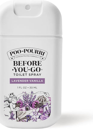 Poo-Pourri Before-You-Go Pocket Toilet Spray, Travel Essentials, Lavender Vanilla, 1 Fl Oz, Up to 50 Uses, On-The-Go Bathroom Odor Deodorizer with Essential Oils, TSA Approved Size