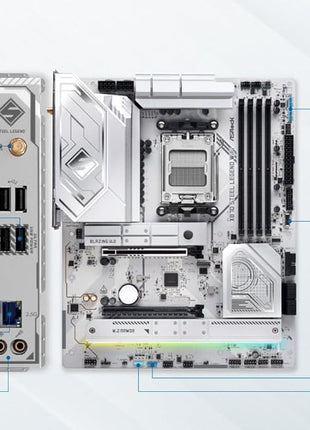 ASRock X870 Steel Legend WiFi 7 AMD Ryzen Socket AM5 ATX Motherboard DDR5 DIMMs 8000 MHz 256 GB SATA3 6.0 Gb/s USB4 M.2