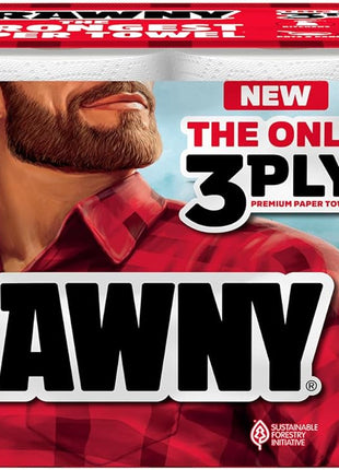Brawny Tear A Square 3 Ply Paper Towels, 8 Triple Rolls = 24 Regular Rolls, Strong, Absorbent, and Durable with 3 Sheet Sizes (Quarter, Half, Full)