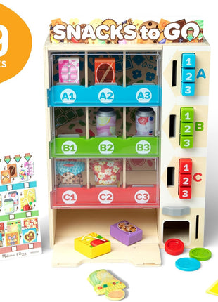 Melissa & Doug Sort-Stock-Select Wooden Vending Machine Toy with Play Food, Mini Vending Machine Toys & Play Money, Preschool Toys for Kids Ages 3+