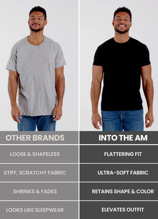 INTO THE AM Premium Men's Fitted Crewneck Essential Blank Tees - Casual Fitted Gym Fresh Classic Short Sleeve Plain Fashion Undershirts Tshirts for Guys (Black, Large)