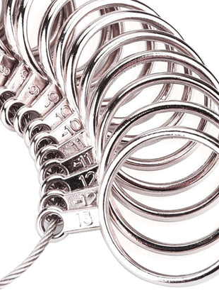 Mudder Stainless Steel Ring Gauges Finger Sizer Professional Measuring Ring Tool, Size 1-13 with Half Size, 27 Pcs