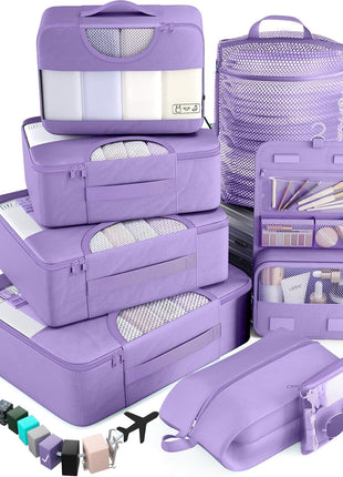 Veken 10 Set/8 Set Packing Cubes for Travel Essentials, Suitcase Organizer Bags in 4 Sizes, Carry-On Luggage Accessories with Large Laundry & Toiletry Bag, Must-Have for Airplane, Road Trip & Camping