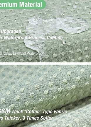 Dynamene Sage Green Shower Curtain - Waffle Textured Heavy Duty Thick Fabric Shower Curtains for Bathroom, 256GSM Luxury Weighted Polyester Cloth Bath Curtain Set with 12 Plastic Hooks,72Wx72H,Green