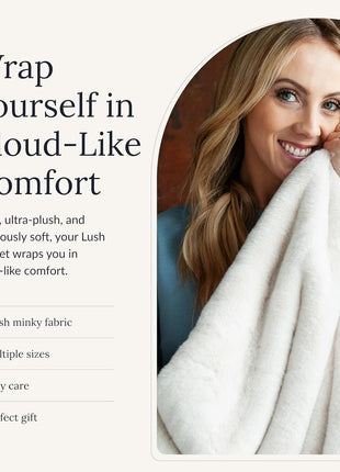 Minky Couture Ultra-Soft Lush Throw Blanket, Macadamia Nut, Adult