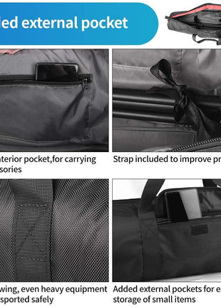 HEMMOTOP Tripod Case, 31.5x7 in Heavy Duty Tripod Bag with Shoulder Strap and Handle, All Sides 0.4in Thick Padded Carrying Case with Two Zippered Pockets for Speaker Stand, Monopod - R08018 Black