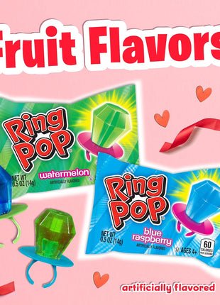 Ring Pop Lollipops - Bulk Candy Individually Wrapped Suckers Variety | Party Pack- 20 Count w/Assorted Flavors - Hard Candy for Party Favors, Kids & Goodie Bag Stuffers 0.63 Pounds