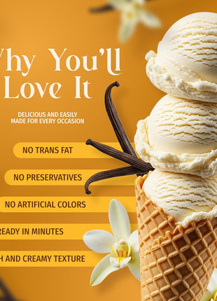 Triple Scoop - Premium Vanilla Ice Cream Mix For Ice Cream Maker. Simple, Easy, Delicious. From Gourmet Mix To Maker in 5 Minutes, Makes 2 Creamy Quarts. Made in USA. (1 Pack, Vanilla)