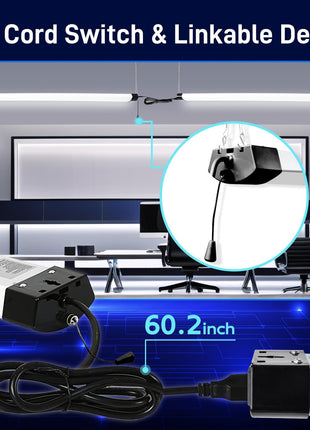 hykolity 4FT 120W LED Shop Light Linkable, 13000lm(400w Equivalent), 5000K Utility Shop Lights for Garages, Workshops, Basements, Hanging or FlushMount, Power Cord and Pull Chain, ETL, Black, 2 Pack