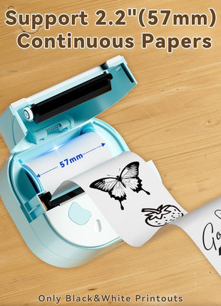 Sticker Printer, PrintPods Mini Printer, Bluetooth Portable Sticker Maker with 3 Rolls Paper, Print Pod Inkless Thermal Printer for iPhone, Impresora Portátil for Notes, Journal, DIY, Kids Gift