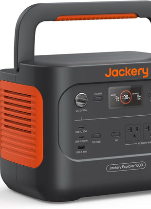 Jackery Explorer 1000 v2 Portable Power Station,1070Wh,1500W | 1 Hr Fast Charge, LiFePO4 Battery, 100W USB-C Output, Solar Generator for Camping, Emergency, RV (Solar Panel Optional)