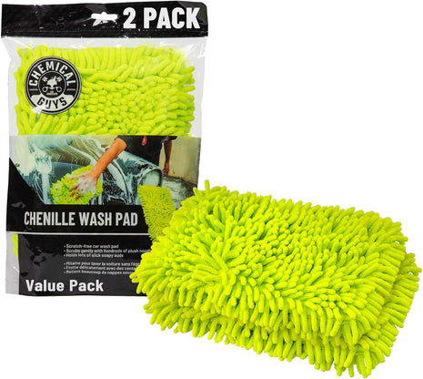 Chemical Guys Chenille Microfiber Wash Pad (2 Pack) – Scratch-Free Extra Plush Wash Pads for Gentle Car Cleaning & Maximum Suds Absorption